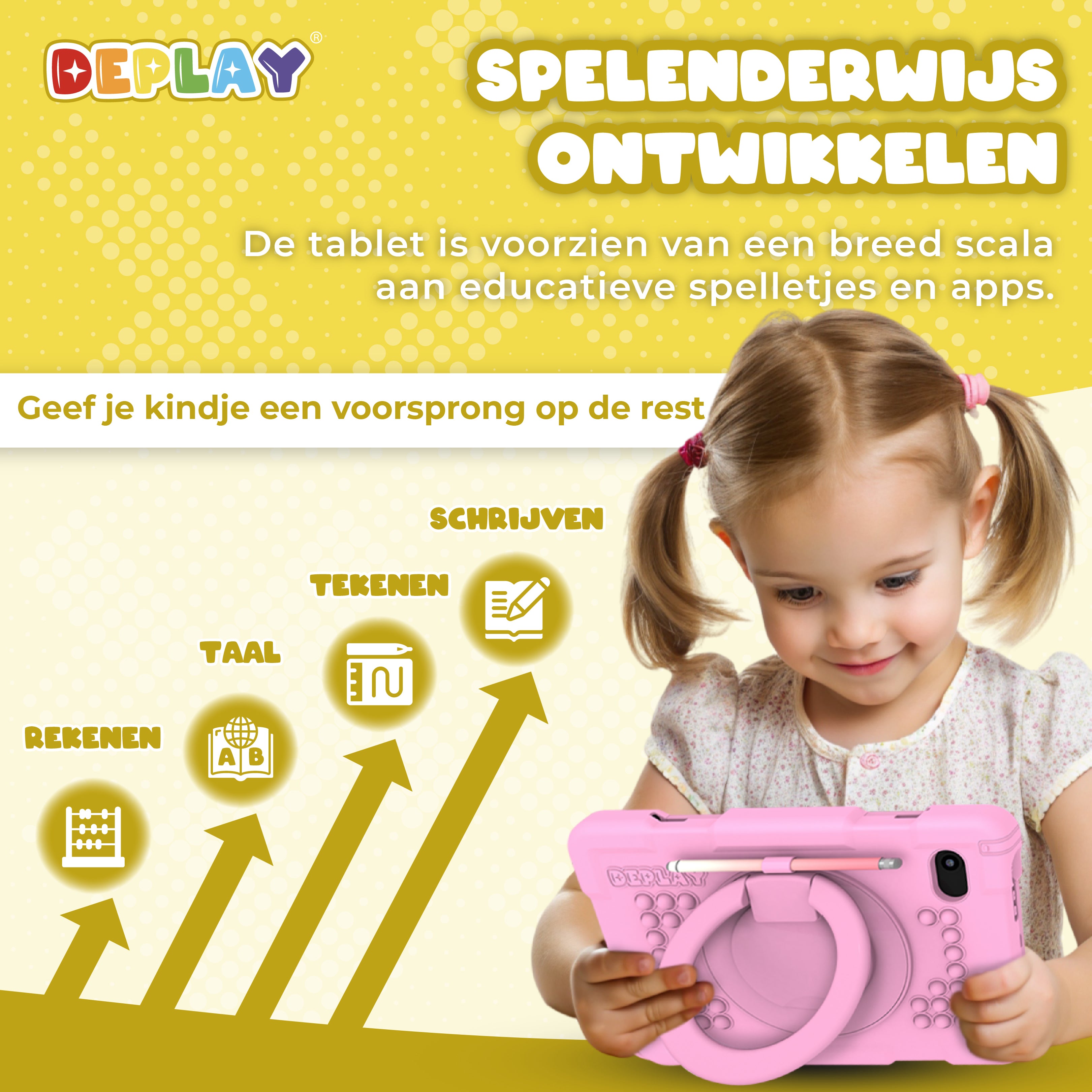 DEPLAY Kids Tablet (10') PRO 4 | Beste Kindertablet | Blauw of Roze
