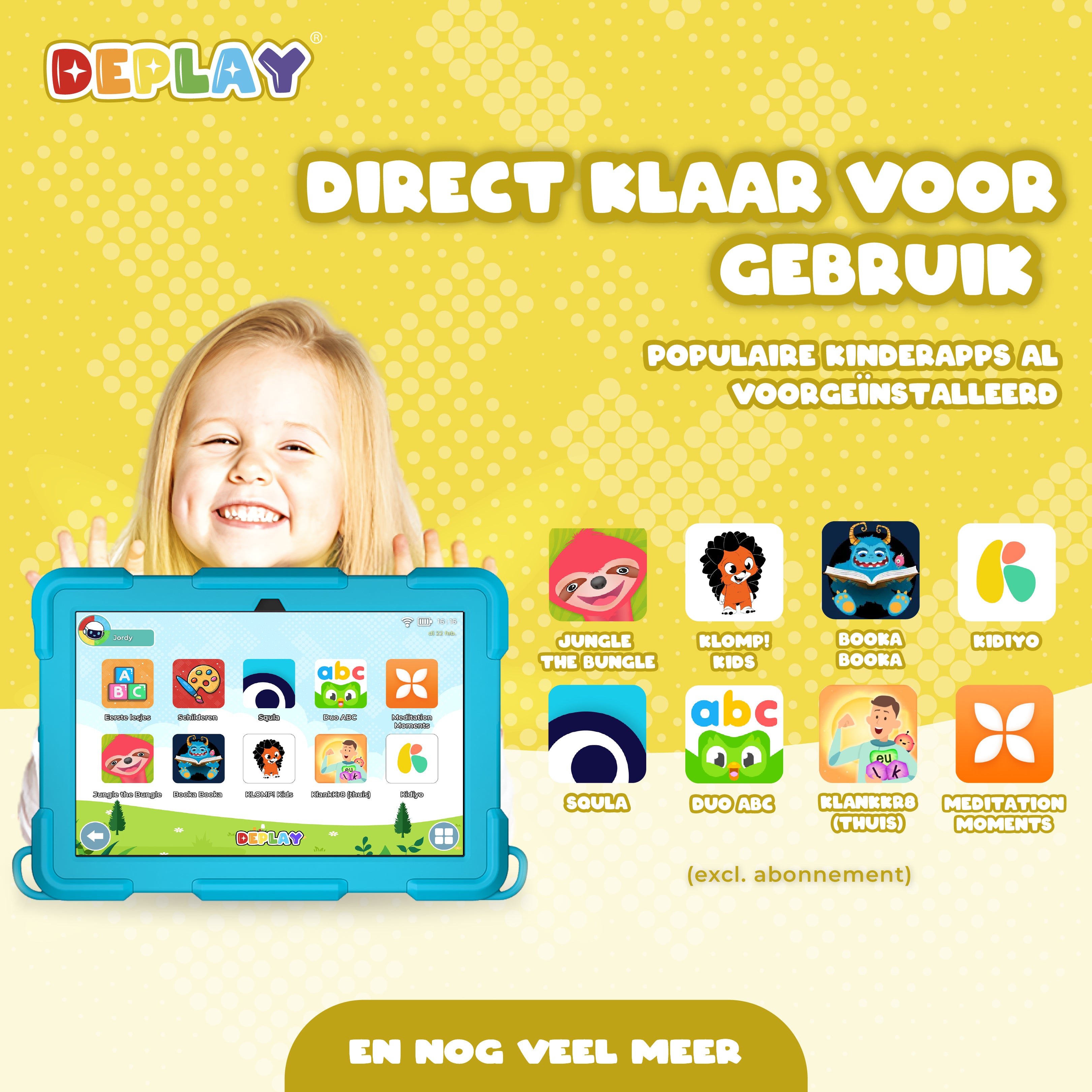DEPLAY Kids Tablet (10') PRO 4 | Beste Kindertablet | Blauw of Roze