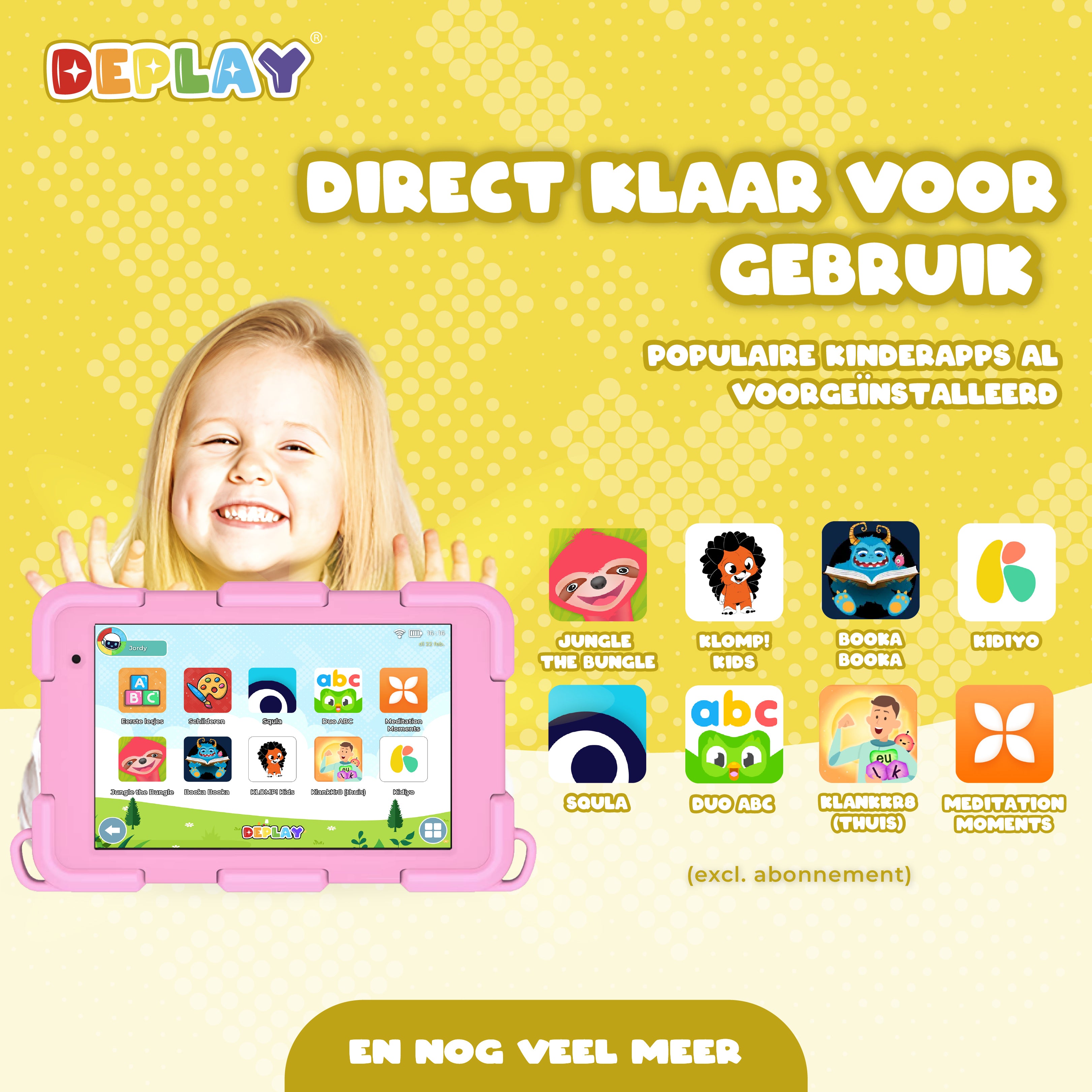 DEPLAY Kids Tablet SMART 5 | Veilige Schermtijd met Oudercontrole (Blauw of Roze)
