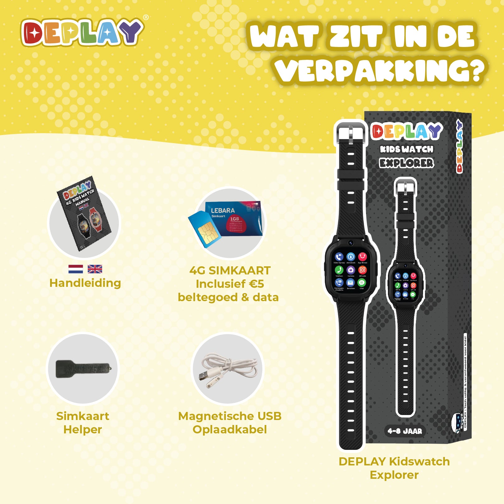 DEPLAY 4G KidsWatch Explorer | 4-8 jaar | GPS Horloge Kind