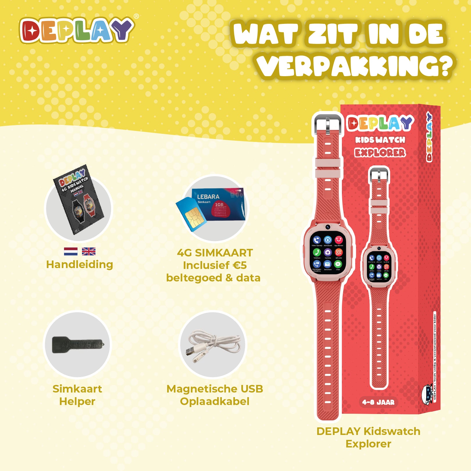 DEPLAY 4G KidsWatch Explorer | 4-8 jaar | GPS Horloge Kind