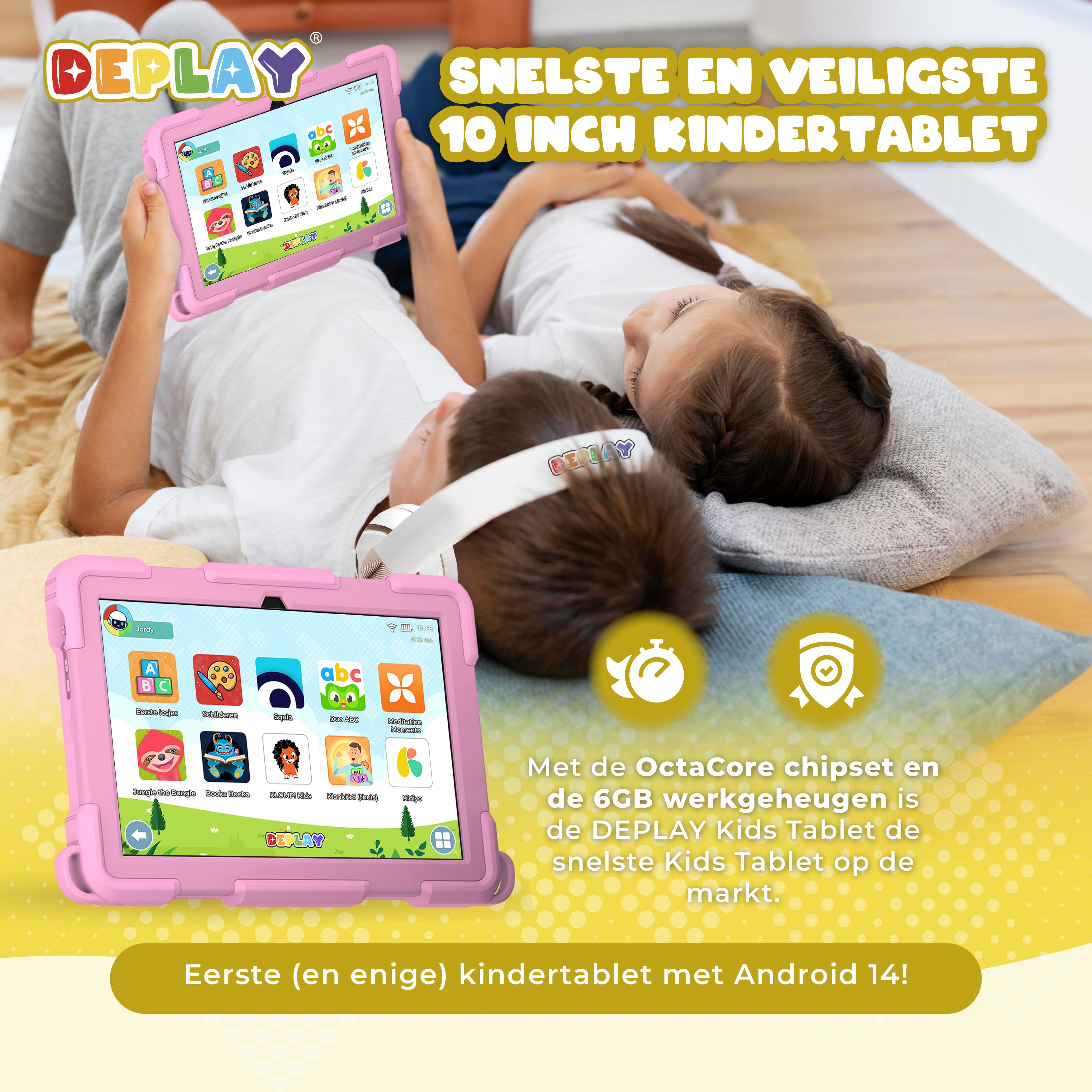 DEPLAY Kids Tablet (10') PRO 4 | Beste Kindertablet | Blauw of Roze