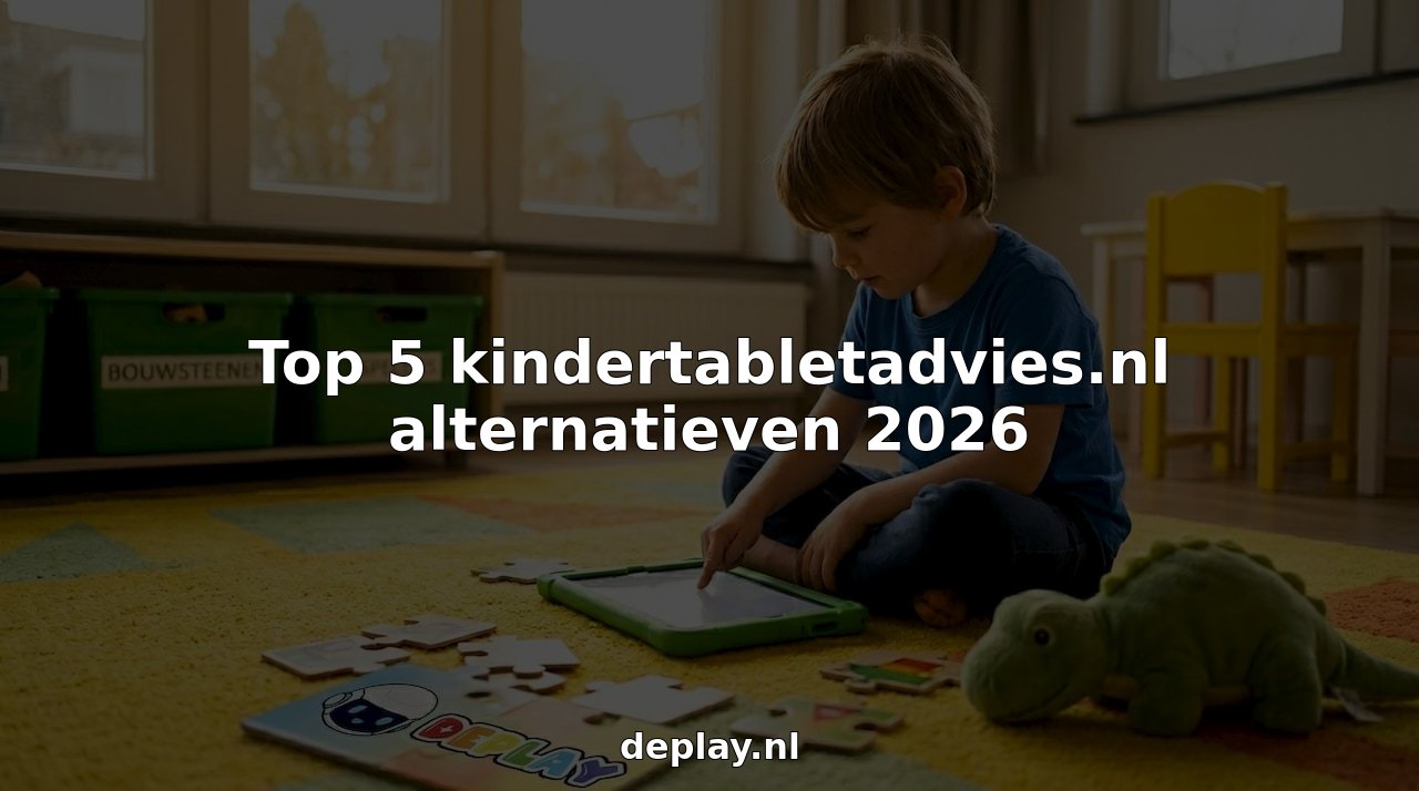 Een kind zit in de woonkamer met een educatieve tablet bezig.