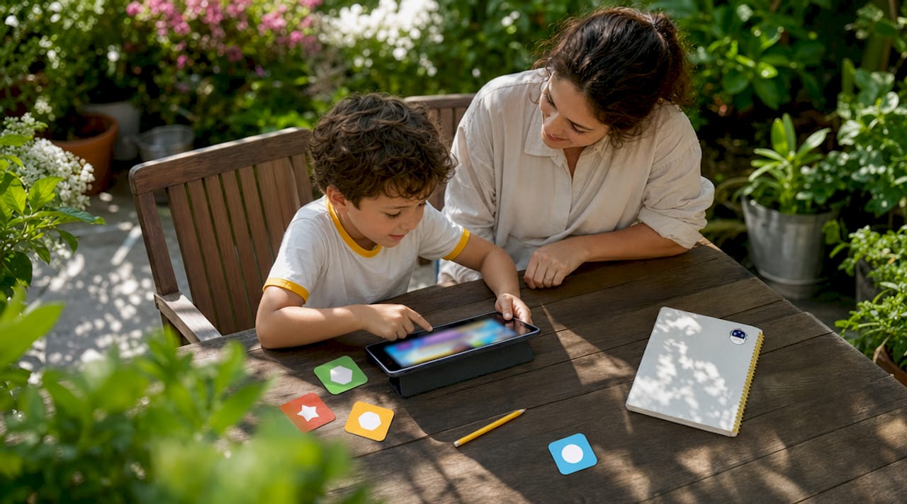 Kind dat spelenderwijs leert met een educatieve tablet