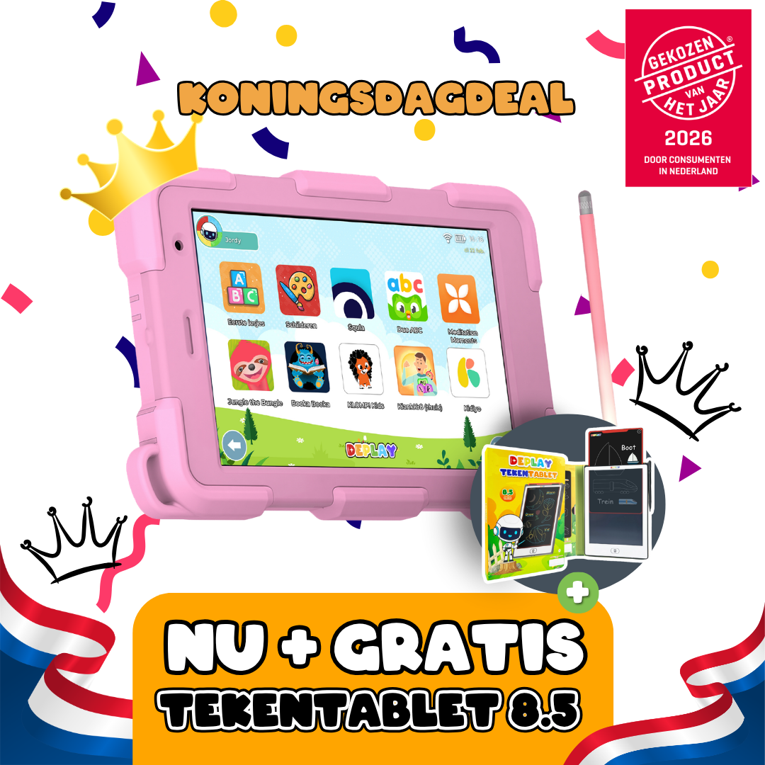 DEPLAY Kids Tablet SMART 5 | Veilige Schermtijd met Oudercontrole (Blauw of Roze)