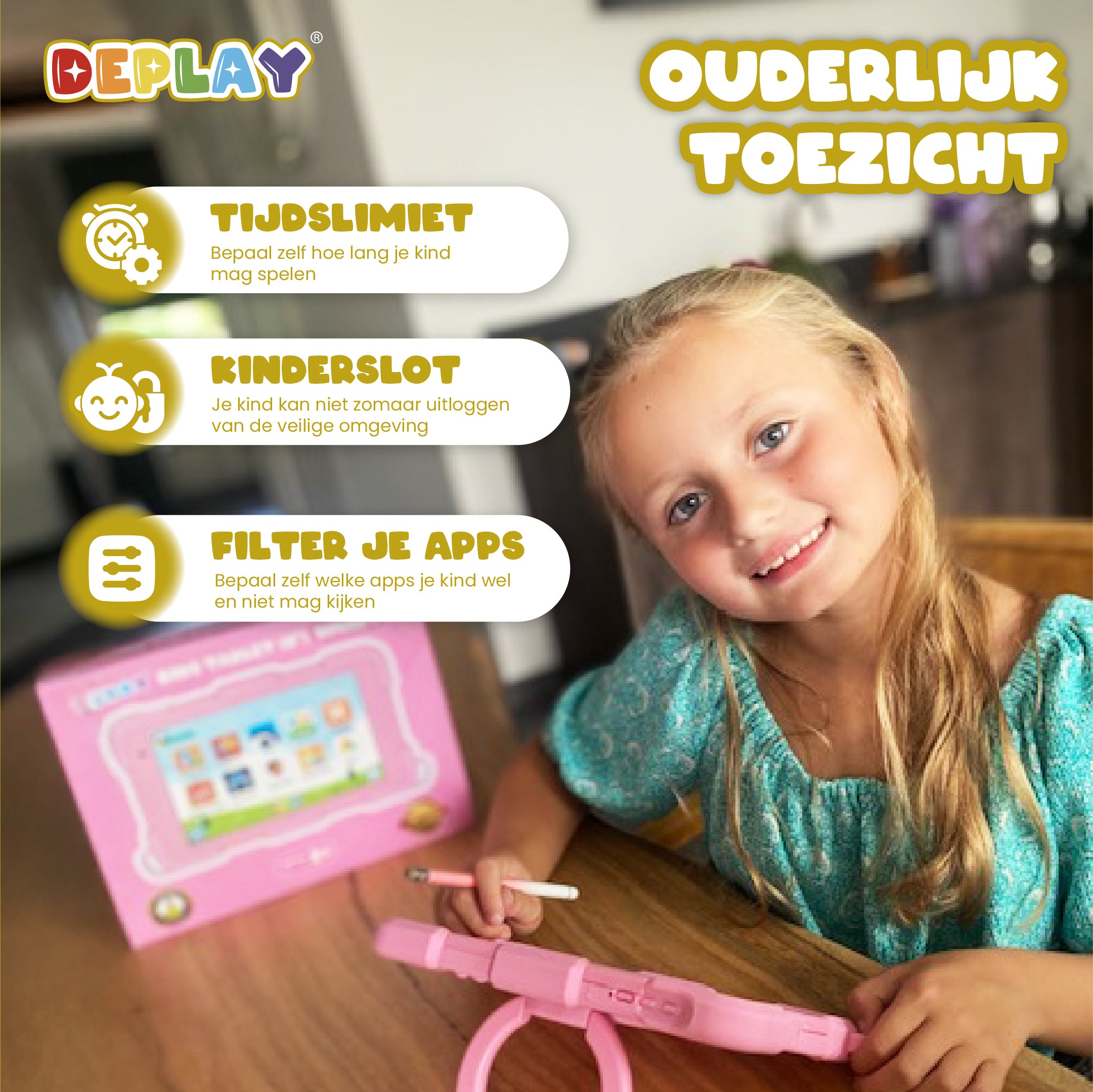 DEPLAY Kids Tablet SMART 5 | Beste Kindertablet | Blauw of Roze