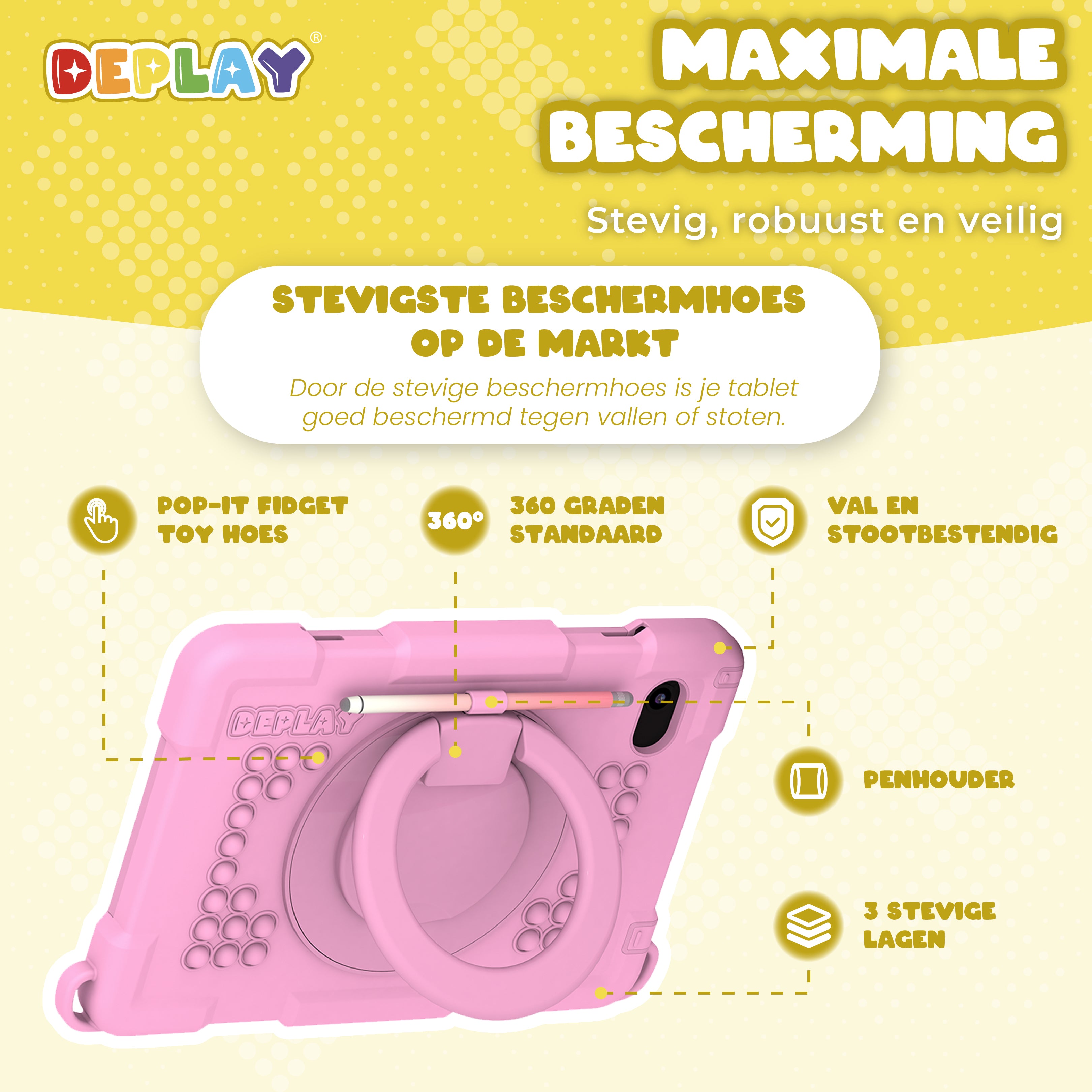 DEPLAY Kids Tablet (10') PRO 4 | Beste Kindertablet | Blauw of Roze