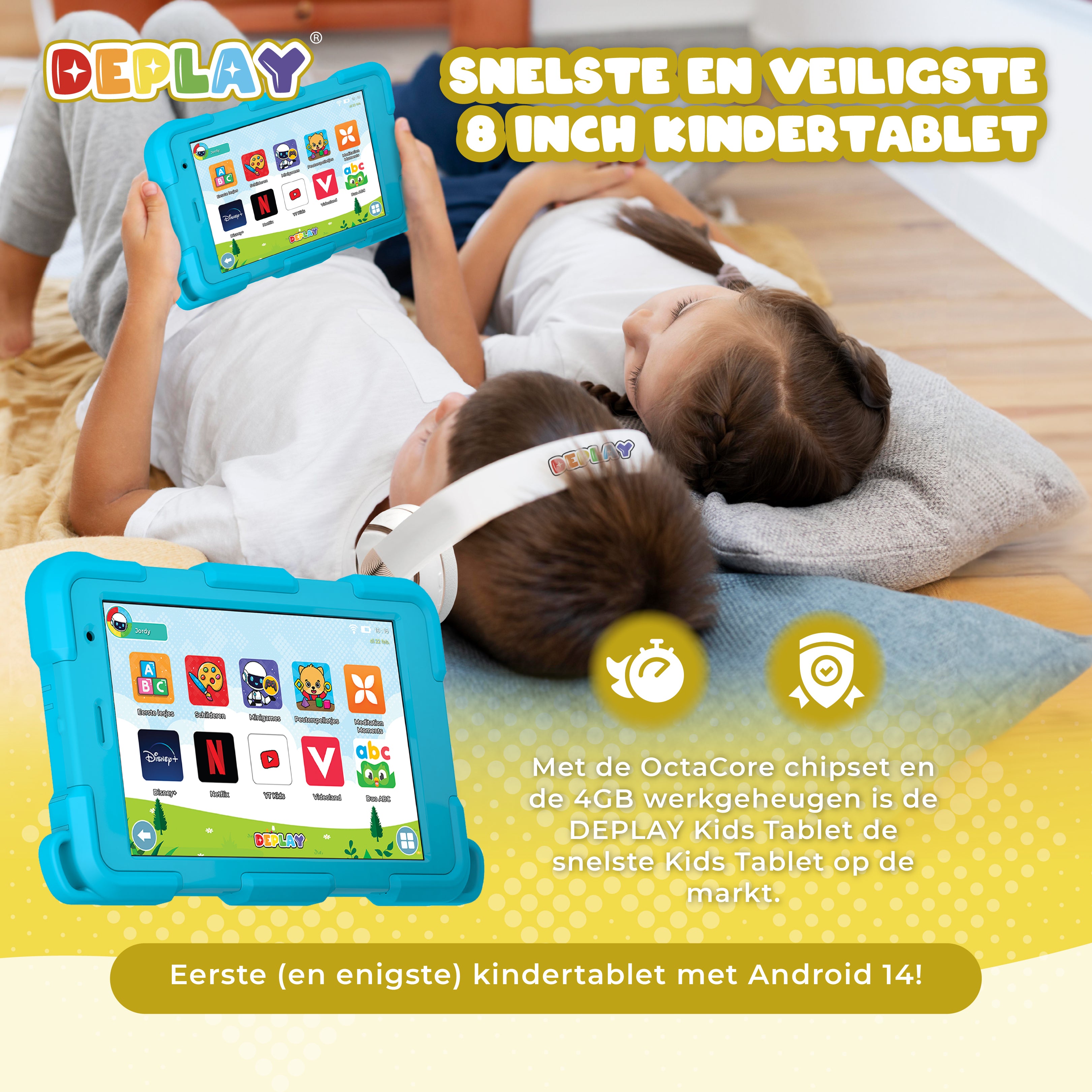 DEPLAY Kids Tablet SMART 4 | Beste Kindertablet | Blauw of Roze