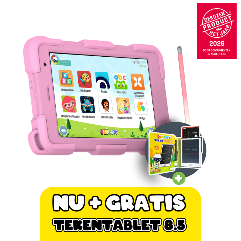 DEPLAY Kids Tablet SMART 5 | Android 15 | Veilige Schermtijd met Oudercontrole (Blauw of Roze)