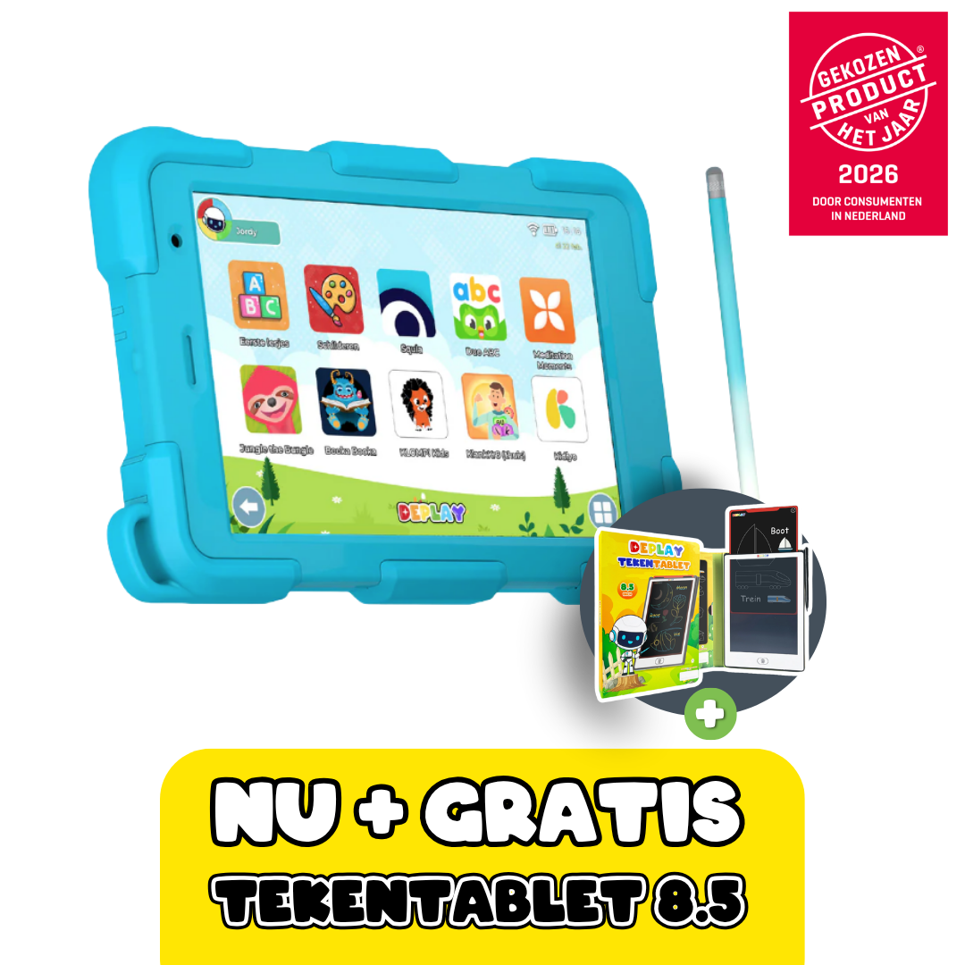 DEPLAY Kids Tablet SMART 5 | Android 15 | Veilige Schermtijd met Oudercontrole (Blauw of Roze)