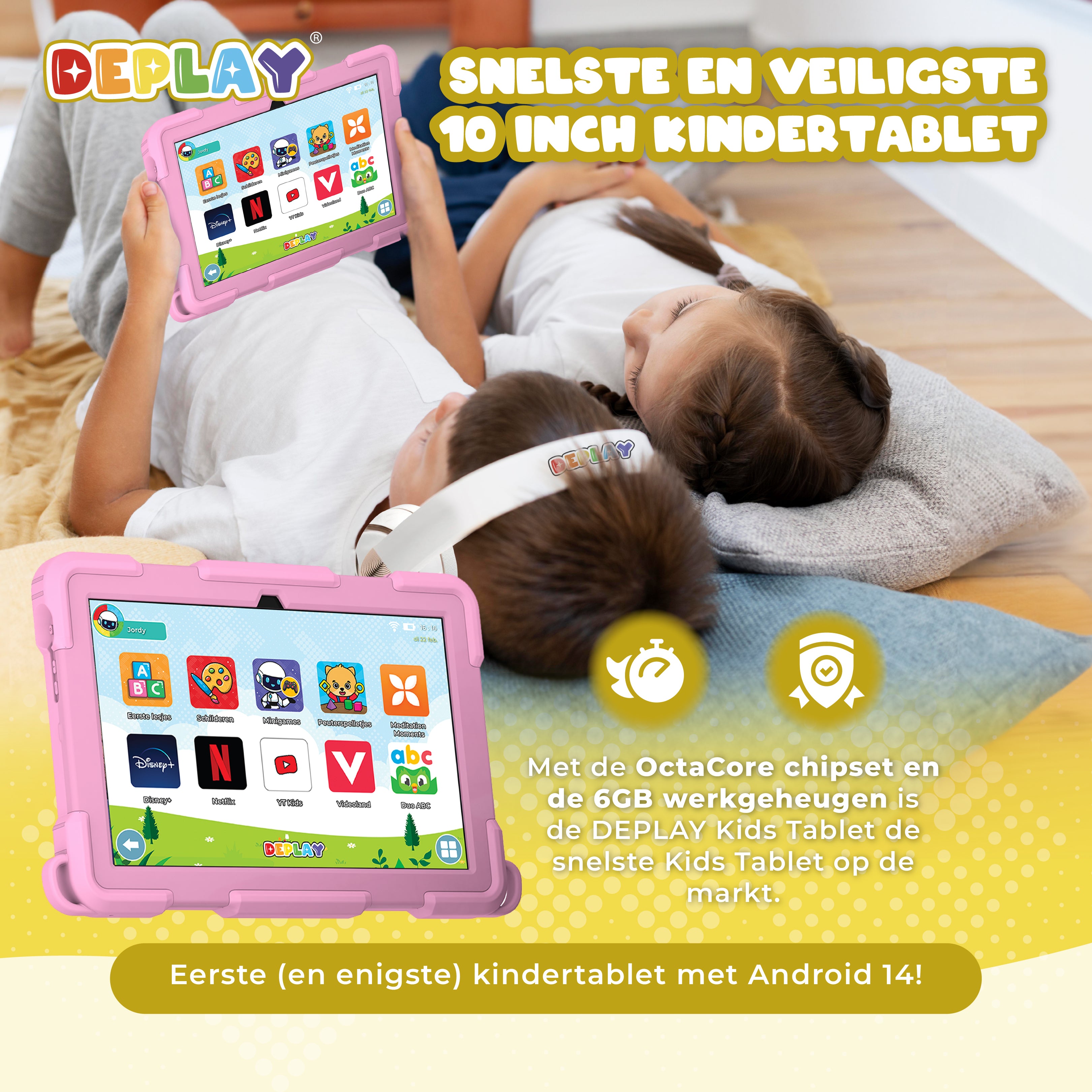 DEPLAY Kids Tablet (10') PRO 4  - Blauw of Roze