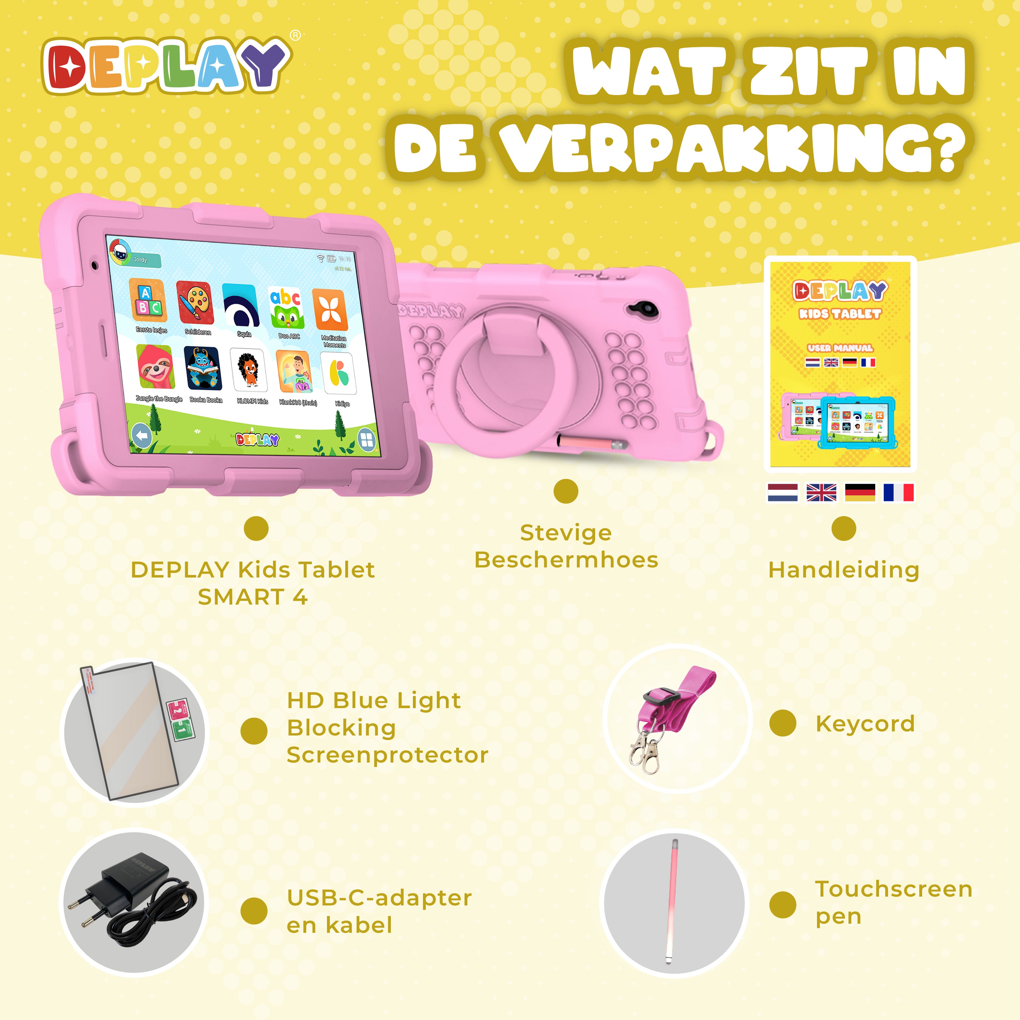 DEPLAY Kids Tablet SMART 4 | Beste Kindertablet | Blauw of Roze