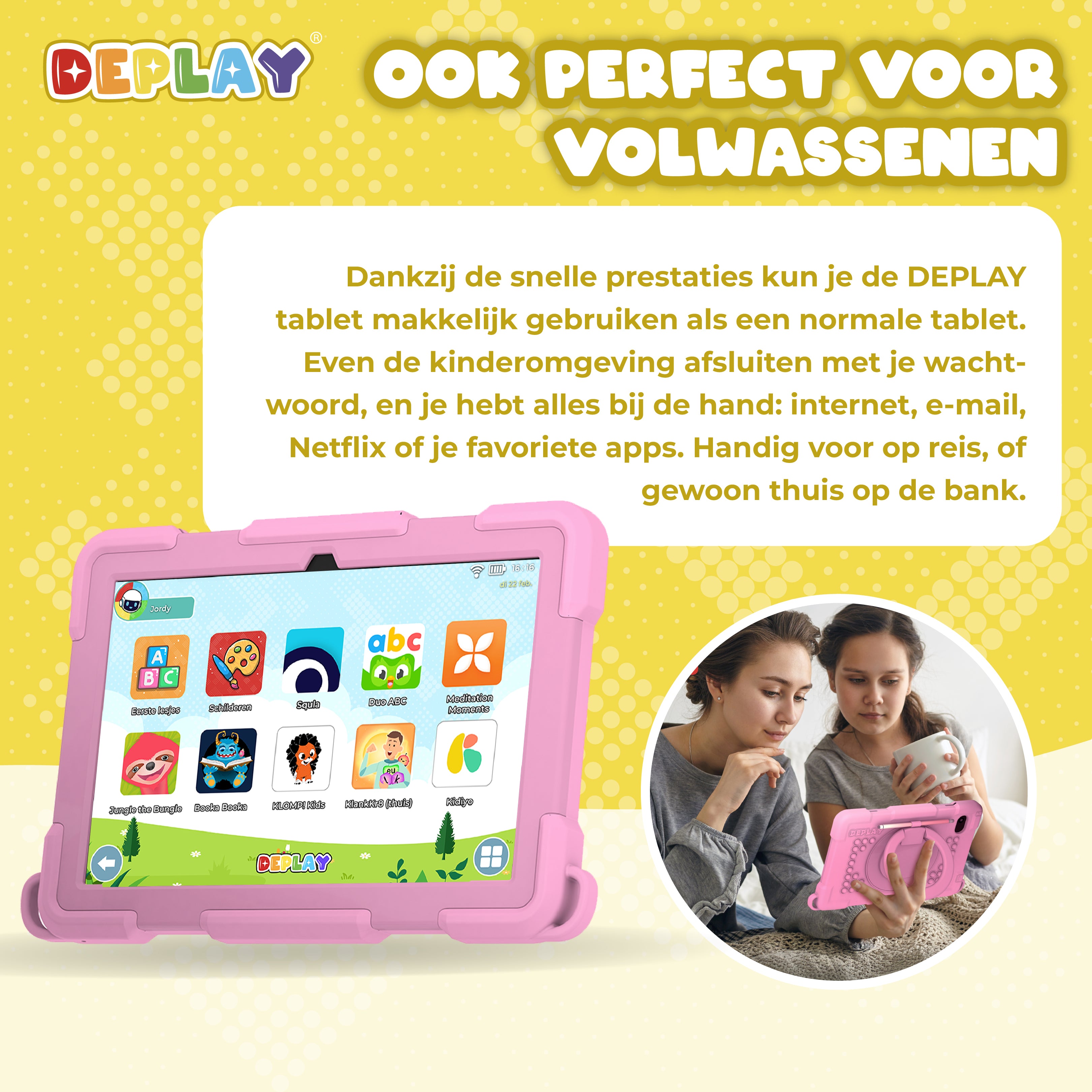 DEPLAY Kids Tablet (10') PRO 4 | Beste Kindertablet | Blauw of Roze