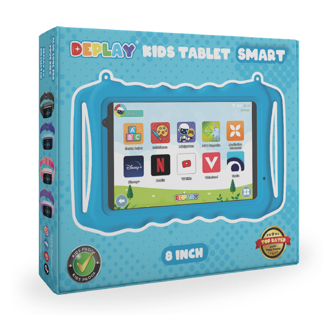 DEPLAY Kids Tablet SMART (8'') - Blauw & Rood