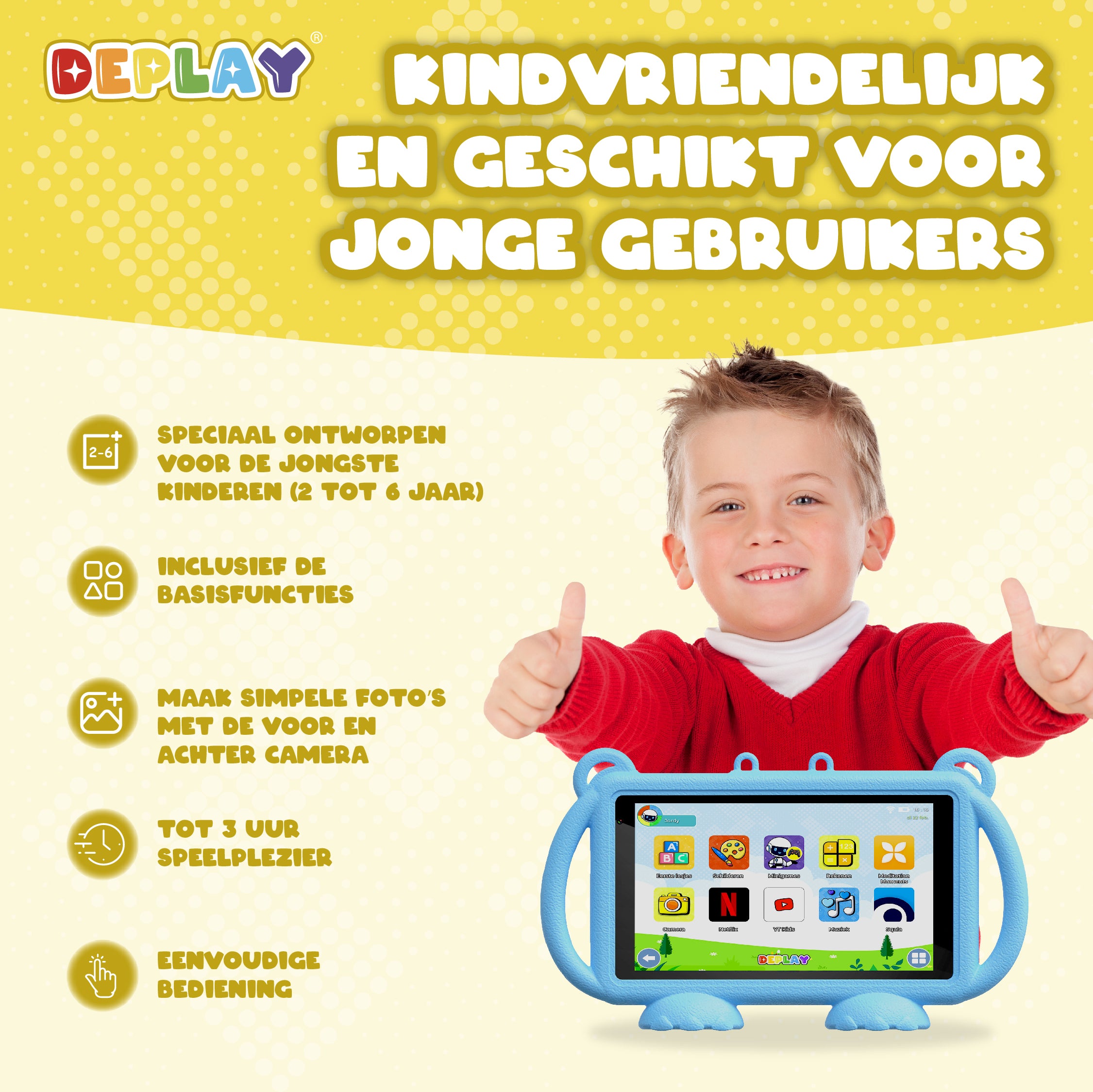 DEPLAY Kids Tablet LITE 4 (7'') | Beste Kindertablet | Blauw of Roze