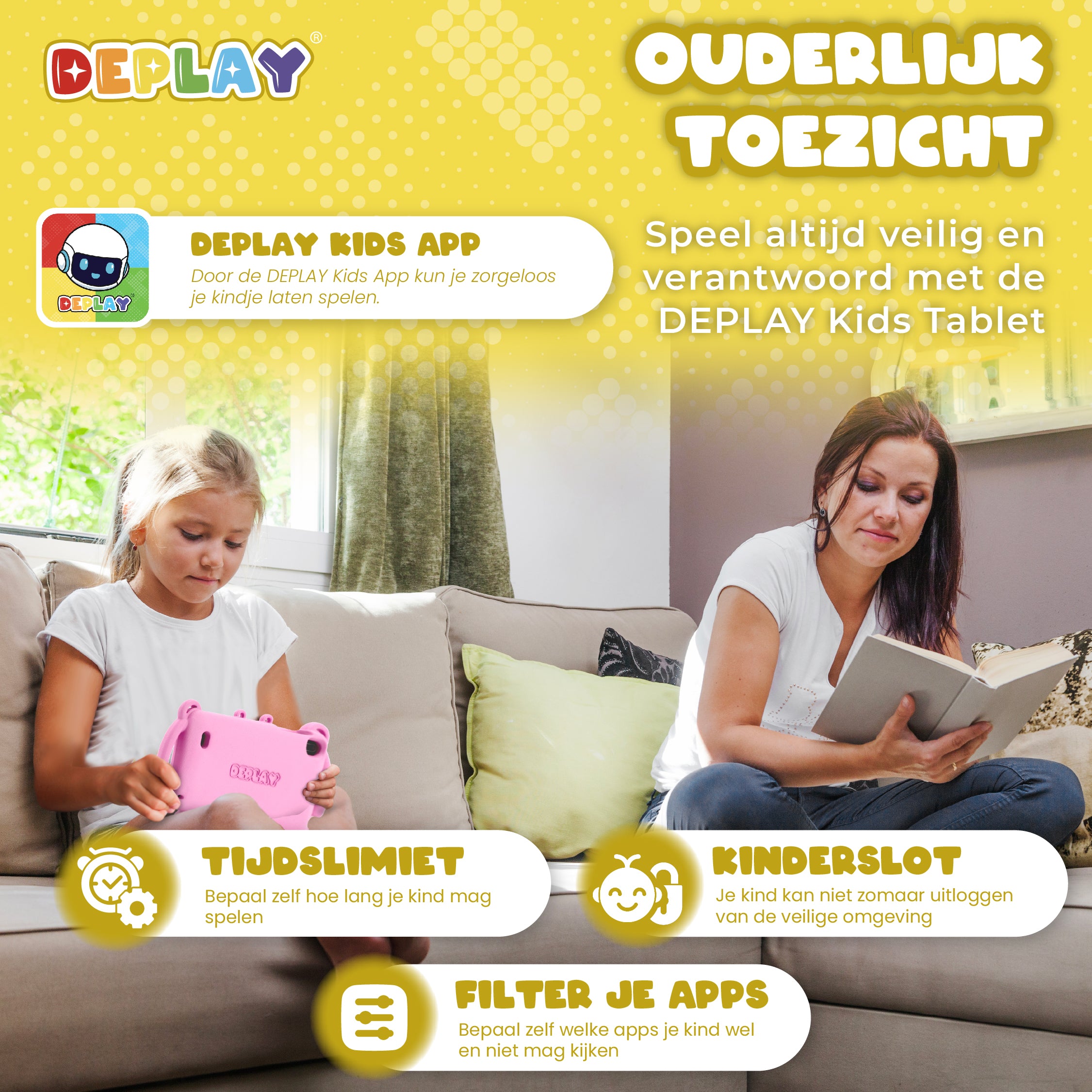DEPLAY Kids Tablet LITE 4 (7'') | Beste Kindertablet | Blauw of Roze
