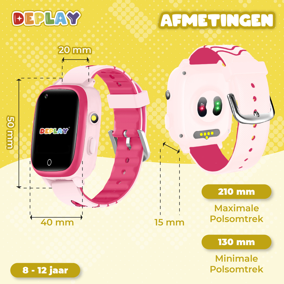 DEPLAY 4G KidsWatch Hero | 8-12 jaar | GPS Horloge Kind | Roze