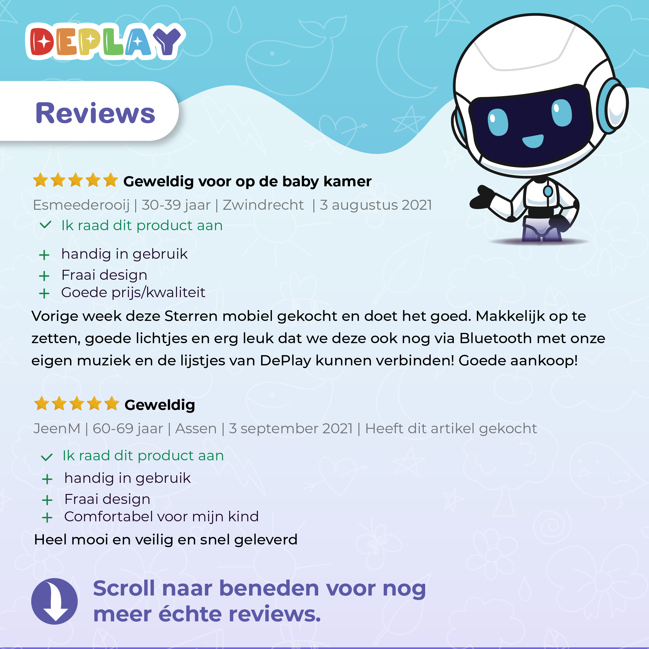 DEPLAY Baby Sterren Mobiel - Boxmobiel - blauw